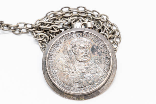 Five Mark Silbermuenze 1908 Sachsen-Weimar-Eisenach 350 years Uni Jena back page silver coin at silver chain