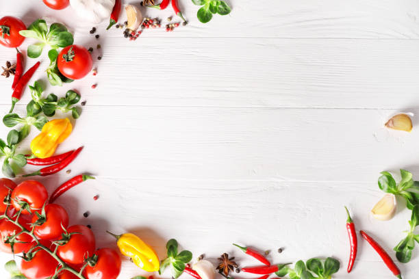 istock Frame of vegetables and spices 1214483432