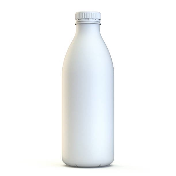 grande bottiglia di plastica bianca con coperchio vista frontale 3d - milk bottle milk plastic bottle foto e immagini stock