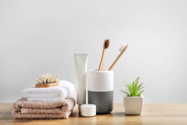 istock Dental products and bath towels 1214484831