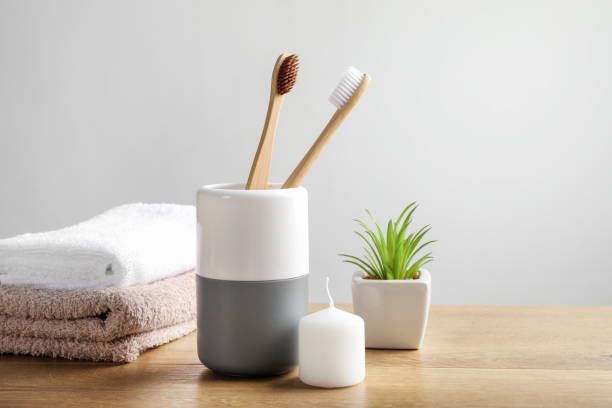 istock Dental products and bath towels 1214484864