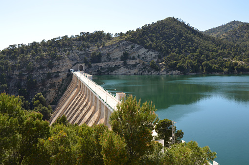 Amadoria River Reservoir dam in Villa Joyosa, costa blanca region Alicante Spain
