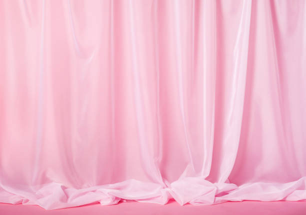 istock Elegant tender pink silk curtain 1214485098