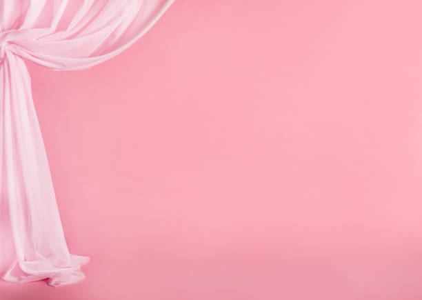istock Elegant tender pink silk curtain 1214485116