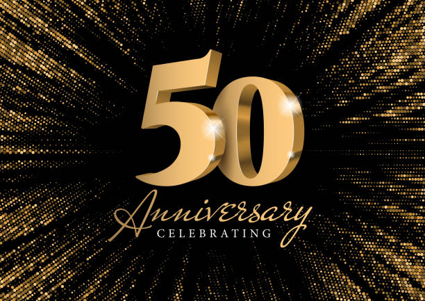 годовщина 50. золотые 3d номера. - number anniversary gold celebration stock illustrations