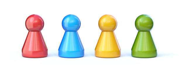 game pawns 3d - board game piece leisure games blue isolated imagens e fotografias de stock