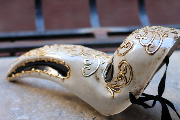 Venetian handmade plague doctor mask. stock photo