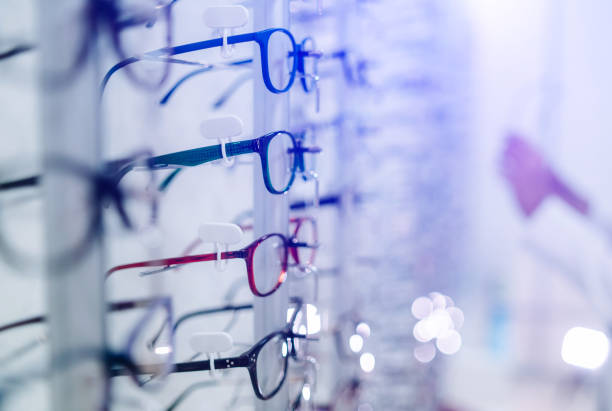 istock Row of glasses at an opticians. 1214489157