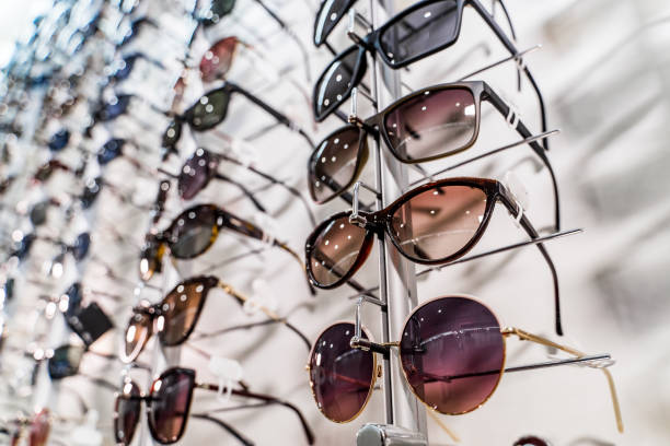 istock Sunglasses in the shop display shelves. 1214489973
