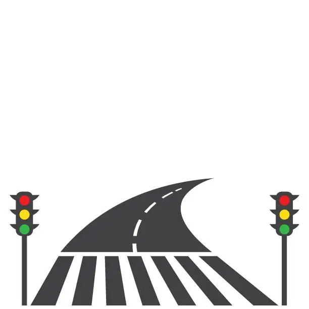 Vector illustration of zebra cross with traffic light vector illustration design