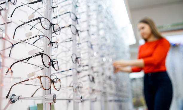 istock Row of glasses at an opticians. 1214492054