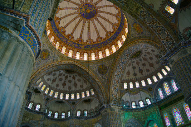 Blue Mosque Interior in Istanbul, Turkey stock photo
