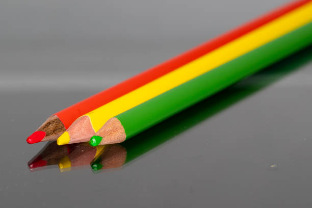 Red, yellow and green pencils symbolizing the carnaval colours