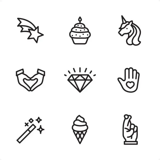 Vector illustration of Love & Miracle - Single Line icons