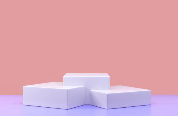 istock Round podium, pedestal or platform, cosmetic background for product presentation. 3d illustration. Bright podium. Advertising place. Blank product stand background. 1214492532