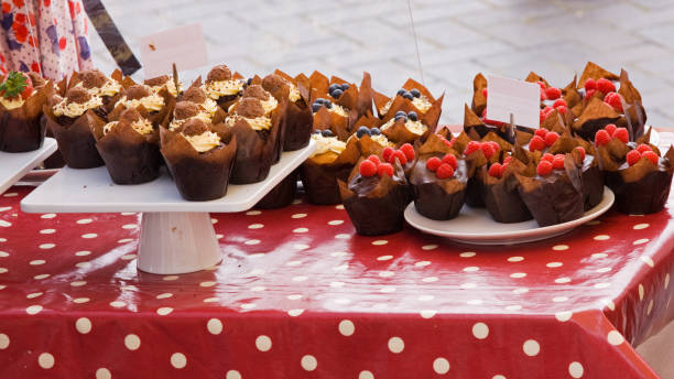 Chocolate goodies displayed for sale