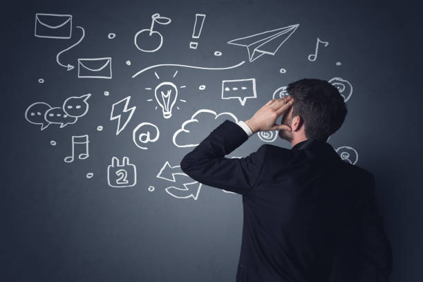 istock Businessman with white applications 1214495321