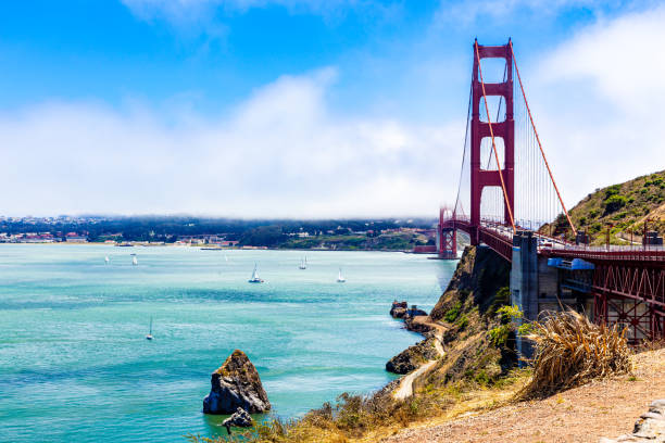 Golden Gate Bridge in the Fog stock photo