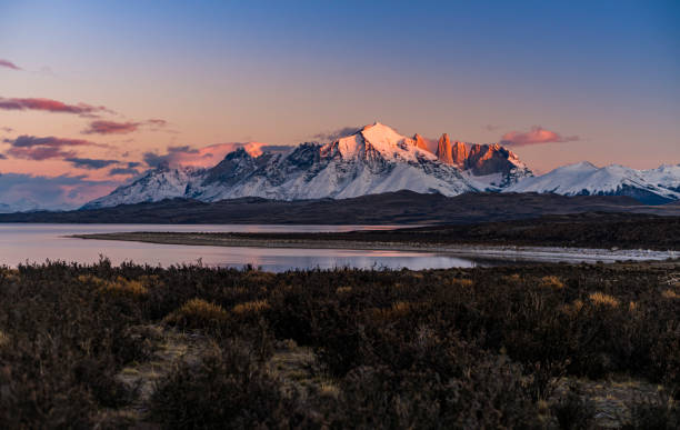 istock Torres del Paine Mountains at sunrise 1214499831