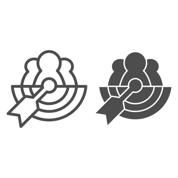 Team target line and solid icon. Business goal, collective achievement symbol, outline style pictogram on white background. Teamwork sign for mobile concept and web design. Vector graphics. Team target line and solid icon. Business goal, collective achievement symbol, outline style pictogram on white background. Teamwork sign for mobile concept and web design. Vector graphics square cropped stock illustrations