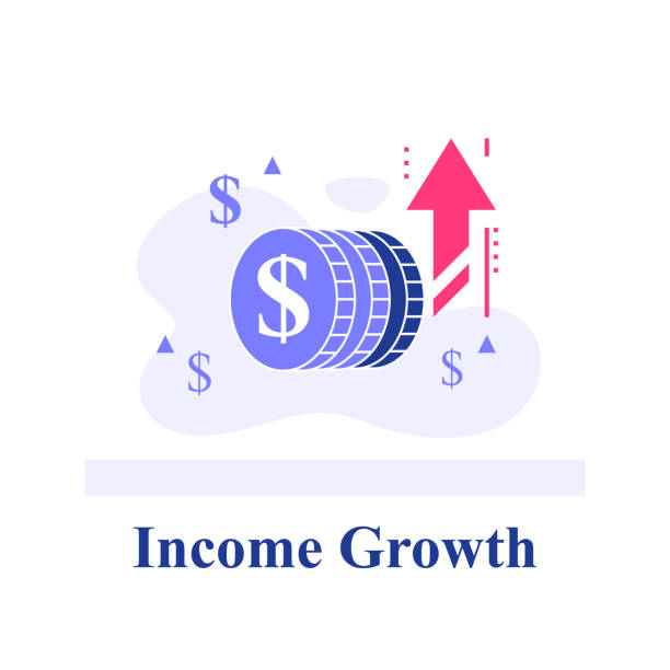 illustrazioni stock, clip art, cartoni animati e icone di tendenza di concetto aziendale blue chip, rapida crescita finanziaria, rapido aumento dei ricavi aziendali, strategia di investimento di successo - investment financial occupation new business mutual fund