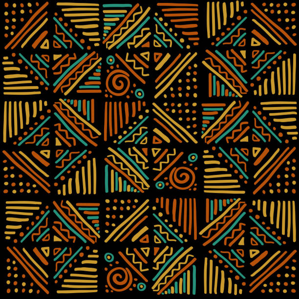 African vibes vector seamless pattern in ethnic tribal style African clash vector seamless pattern in ethnic tribal style. Can be printed and used as wrapping paper, wallpaper, textile, fabric, apparel, etc. african pattern stock illustrations