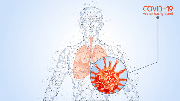 istock Polygonal vector background. Virus. Pandemic and epidemic of coronavirus. The medicine. Respiratory tract diseases. Image of infected human lungs under a microscope. 3d illustration. Place for  text. 1214504243