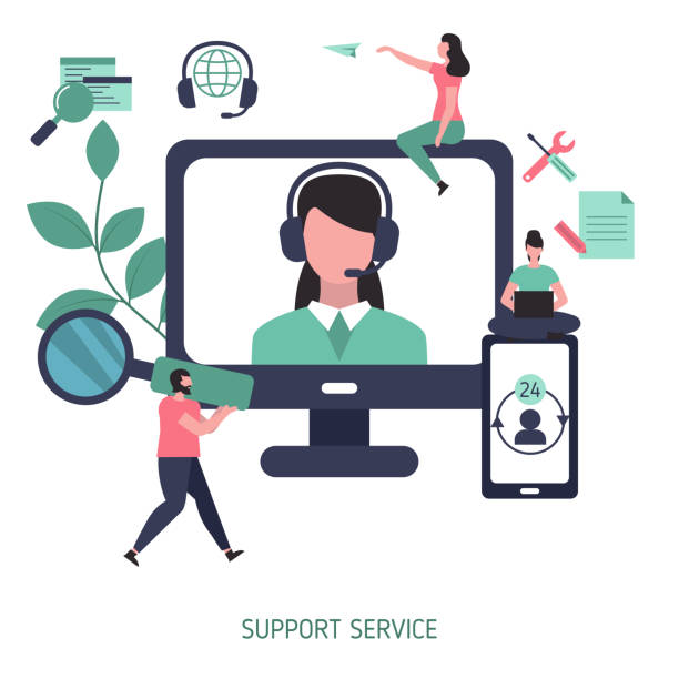 illustrations, cliparts, dessins animés et icônes de concept de service de support - anytime