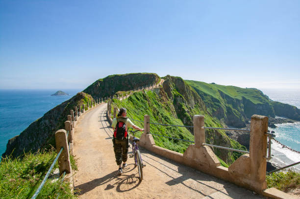 paesaggio sull'isola di sark, isole del canale - mountain looking at view beach cliff foto e immagini stock