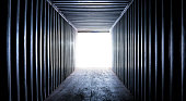 Abstract dark background, an empty inside container shipping