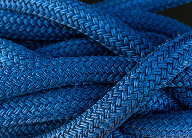 Blue thick nautical cord tied