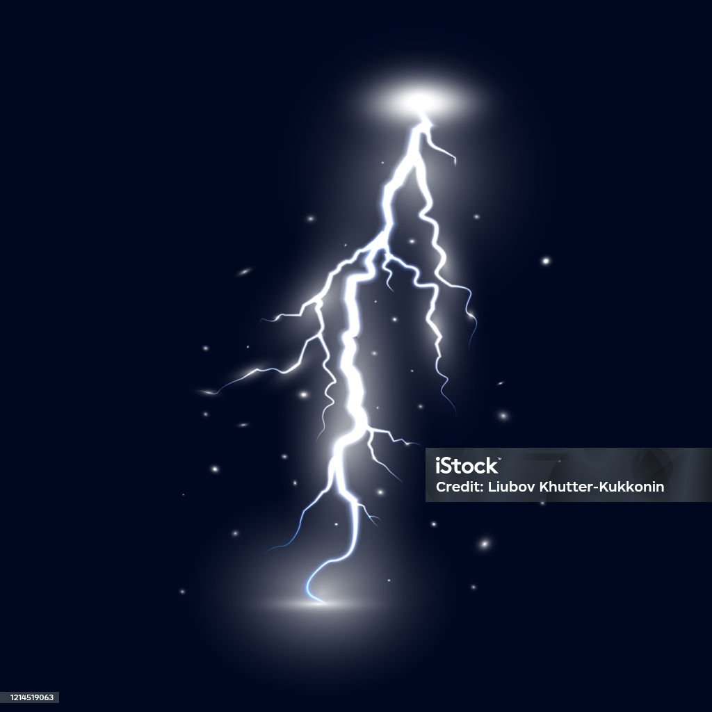 Sét Trắng Sáng Bị Cô Lập Trên Nền Tối Yếu Tố Thiết Kế Bão Sấm Sét ...