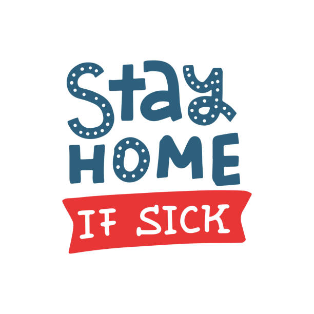 Stay home if sick - lettering. Keep healthy and help others. Quarantine precaution to stay safe from Coronavirus 2019-nCov Virus. Doodle Drawing flat illustration. Corona global problem spread viral. Stay home if sick - lettering. Keep healthy and help others. Quarantine precaution to stay safe from Coronavirus 2019-nCov Virus. Doodle Drawing flat illustration. Corona global problem spread viral stay at home order stock illustrations