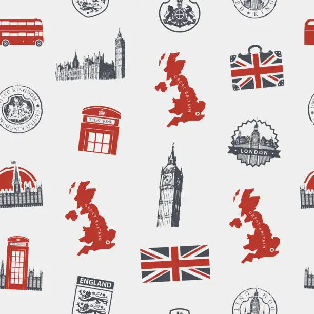 Vector illustration of vector seamless pattern on the theme UK and London