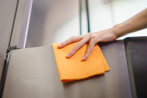 istock Women hands cleaning the Refrigerator at home kitchen. 1214532873