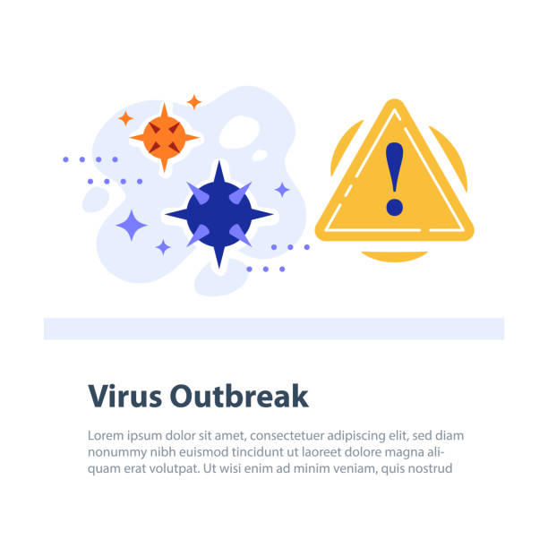 ilustrações de stock, clip art, desenhos animados e ícones de virus outbreak concept, respiratory disease epidemic, seasonal flue spread, precaution or preventive measure - influenza a virus