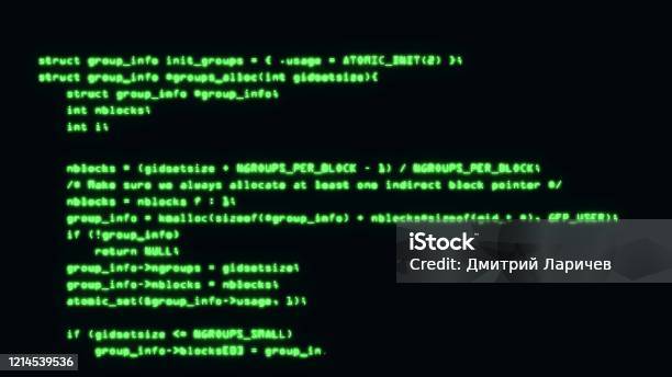 Programming Code Running Down A Computer Screen Terminal 3d ...