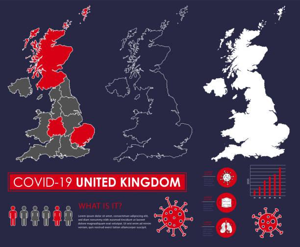 istock United Kingdom map covid-19 coronavirus infographic design template 1214541098