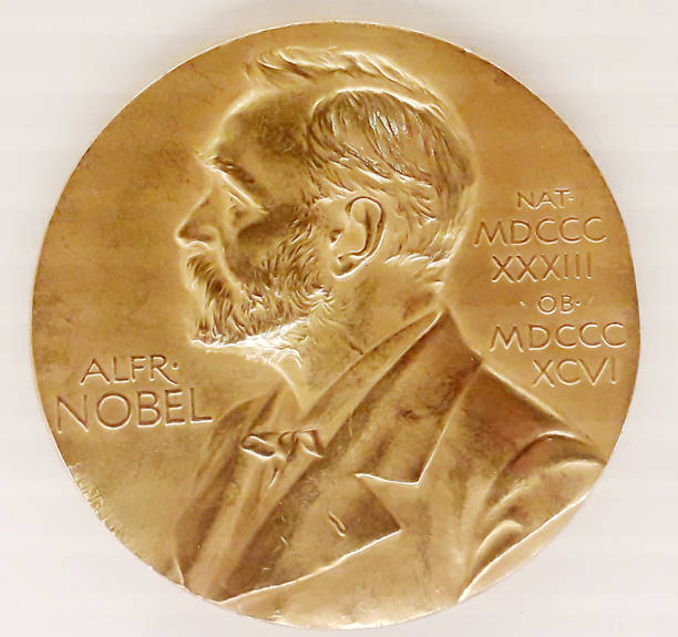 Swedish Nobel Prize Medal for Physics Chemistry Physiology or Medicine Literature stock photo