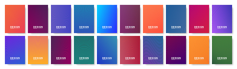 Abstract geometric patterns collection. Gradients covers design. Set of business brochure, applicable for placards, banners, posters, flyers set. Vector illustration.