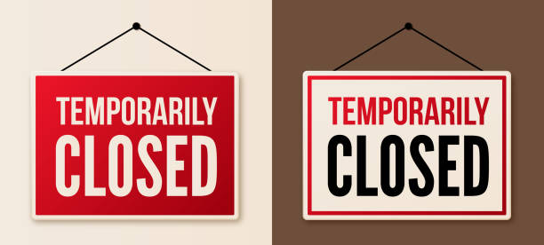 временно закрытые �знаки - closed sign illustrations stock illustrations