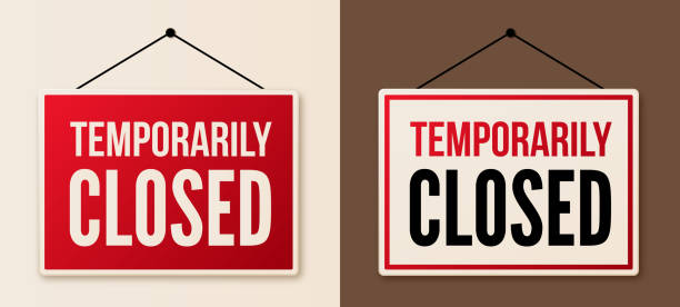 Temporarily Closed Signs Temporarily closed business and store signs. closed sign stock illustrations