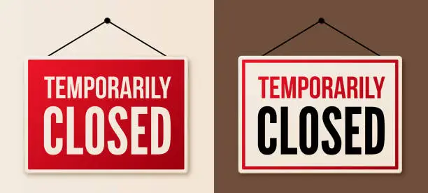 Vector illustration of Temporarily Closed Signs