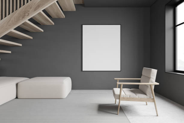 istock Gray spa room interior with benches 1214546214