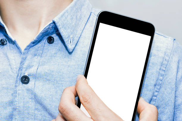 istock Show phone, device, show your identity,Phone white screen. 1214548191