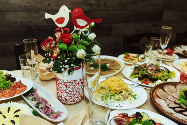 istock stylish luxury  decorative centerpiece table with roses for the celebration for a wedding, cathering in the restaurant 1214549906