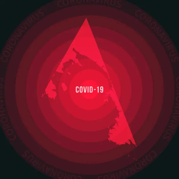 Vector illustration of Ross Dependency map with the spread of COVID-19. Coronavirus outbreak