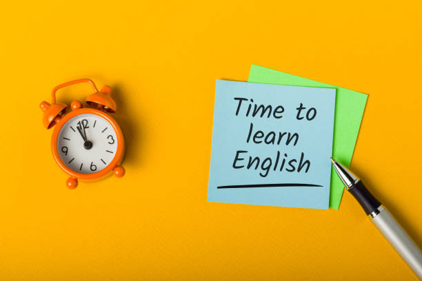 istock Time to Learn English online - message with advice. Education and self-development at quarantine time 1214550754