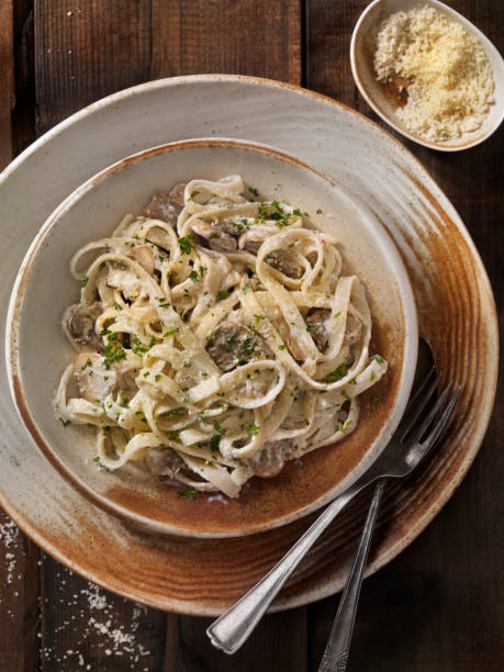 istock Creamy Mushroom Fettuccine Alfredo 1214553613