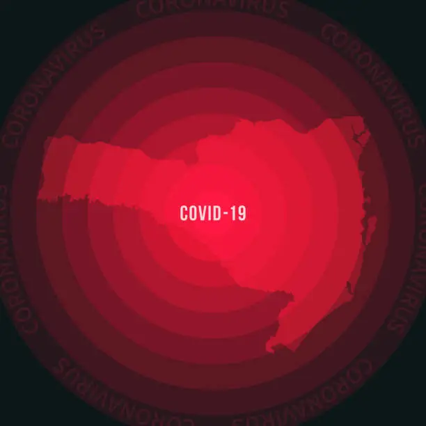 Vector illustration of Santa Catarina map with the spread of COVID-19. Coronavirus outbreak